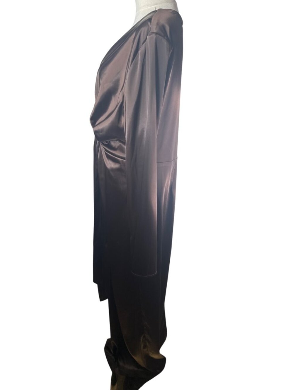Remi X Revolve OX Choc Brown Dress Long Sleeve Plunge Neck - Picture 9 of 16